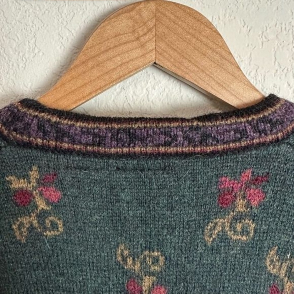NORDIC DESIGN 100% Shetland Wool Cardigan Knit Sweater Women's Plus Size 3X EUC - Picture 3 of 12
